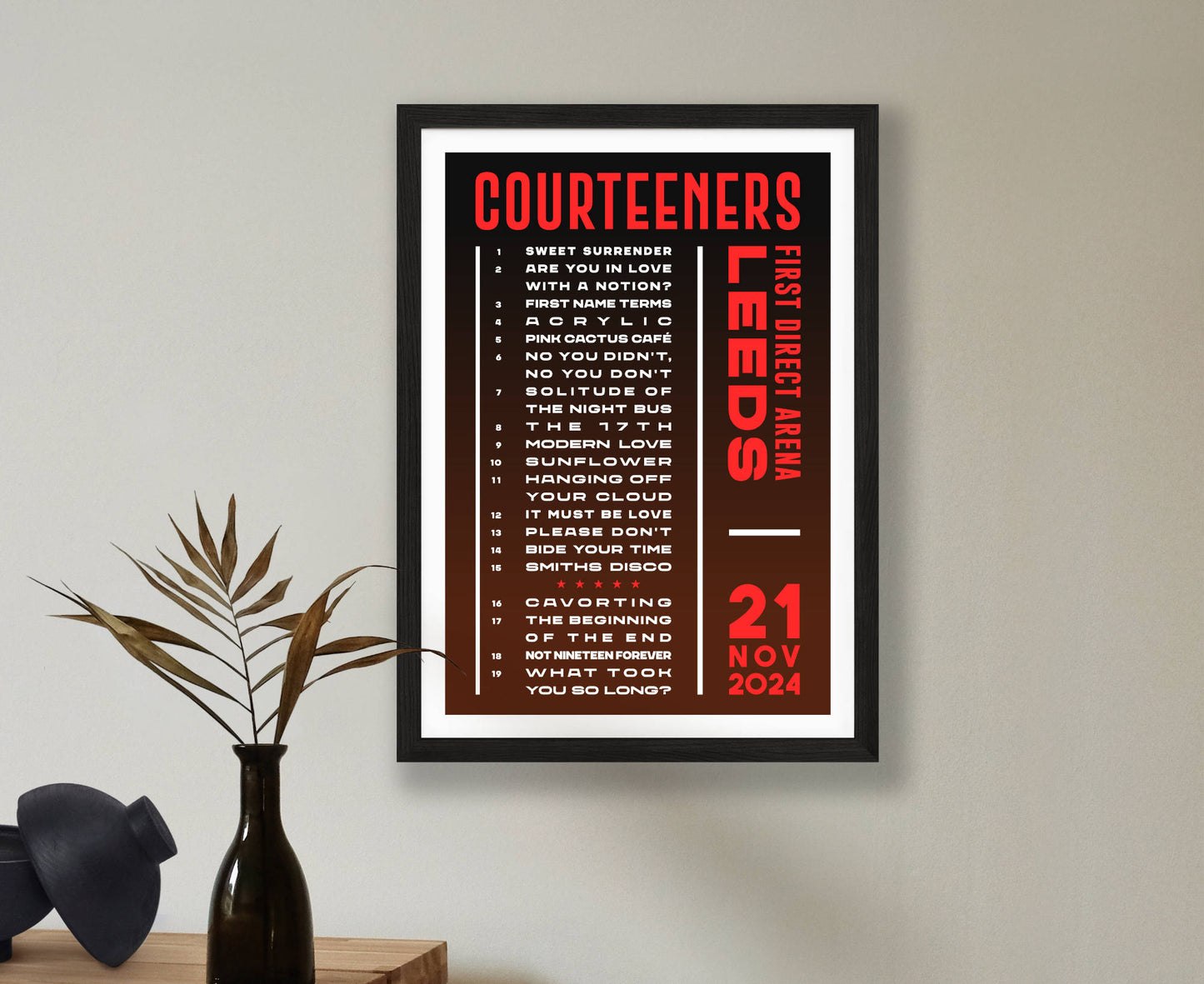 Courteeners 2024 Setlist Poster