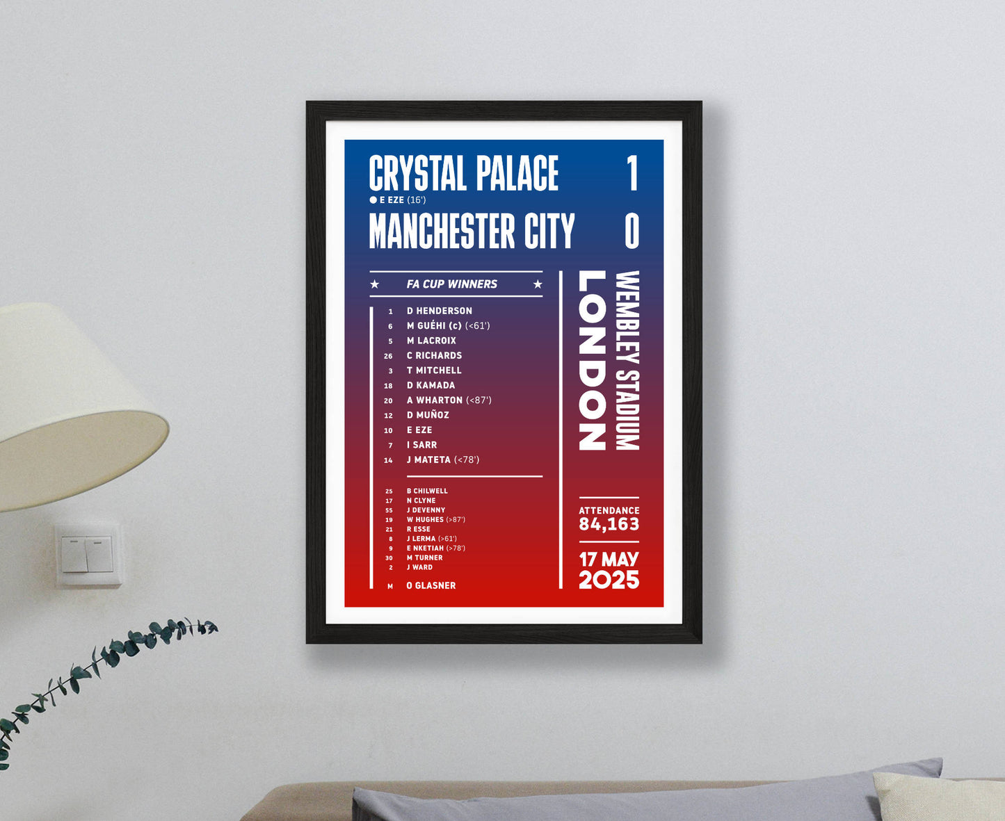 Crystal Palace FA Cup 2025 Final Lineup Poster