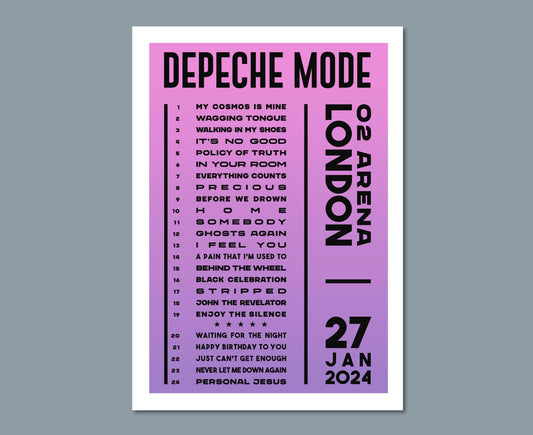 Depeche Mode 2024 UK Tour Setlist Poster