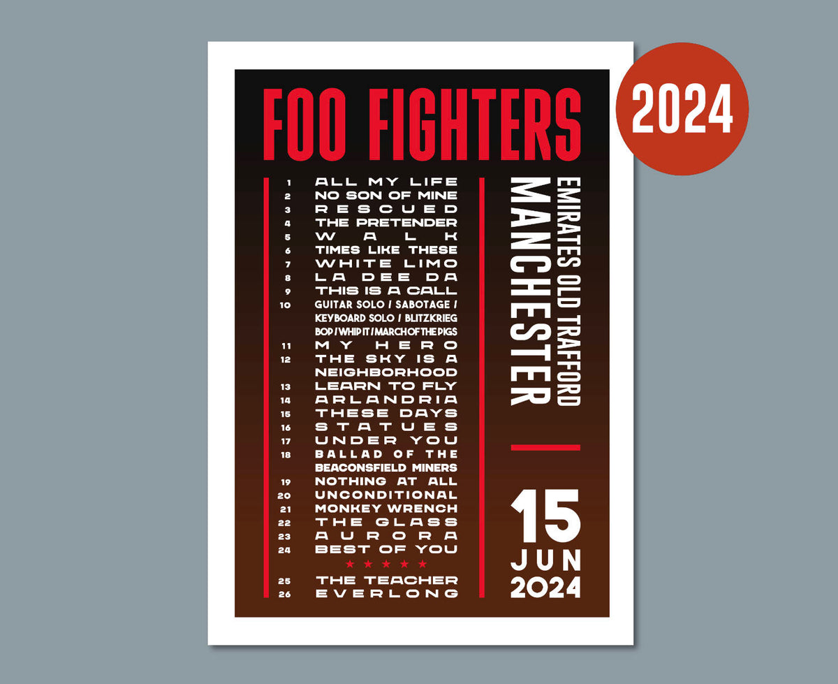 Foo Fighters 2024 UK Tour Poster