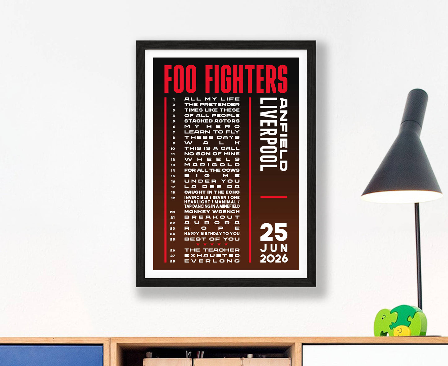 Foo Fighters 2026 Anfield Setlist Poster