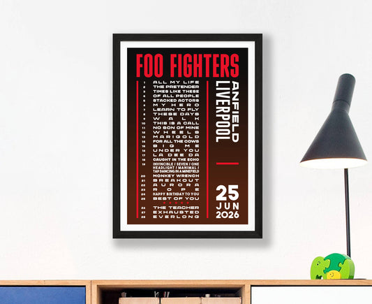 Foo Fighters 2026 Anfield Setlist Poster