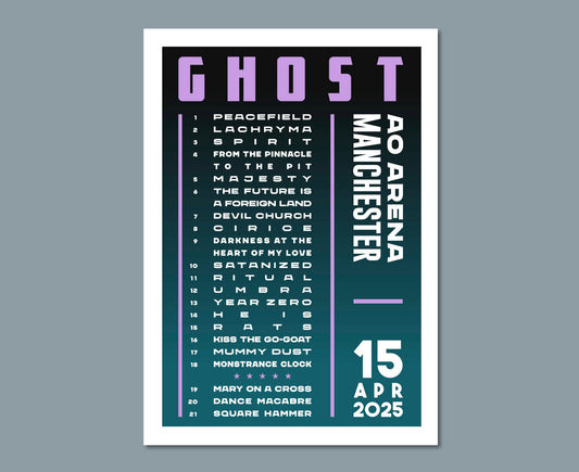 Ghost 2025 Tour Setlist Poster