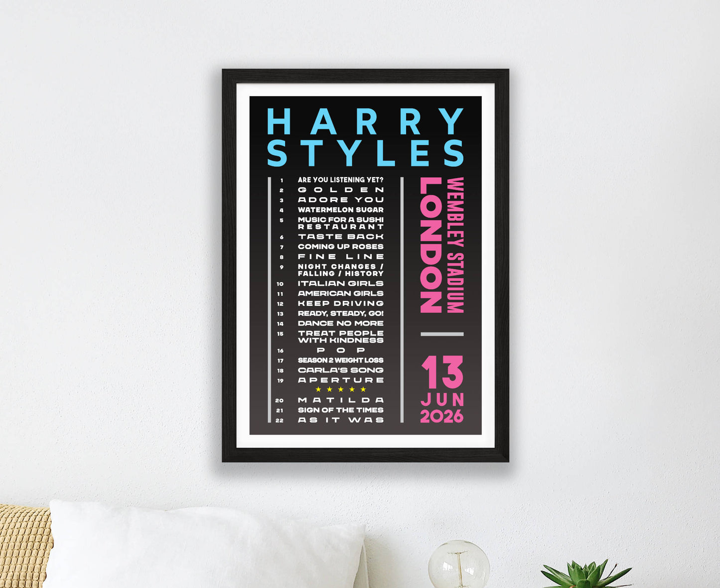 Harry Styles 2026 Wembley Setlist Poster