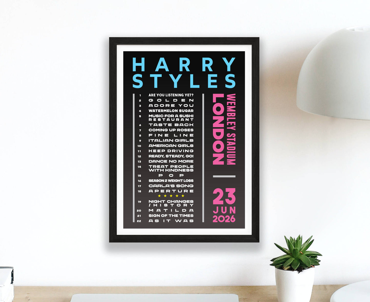 Harry Styles 2026 Wembley Setlist Poster
