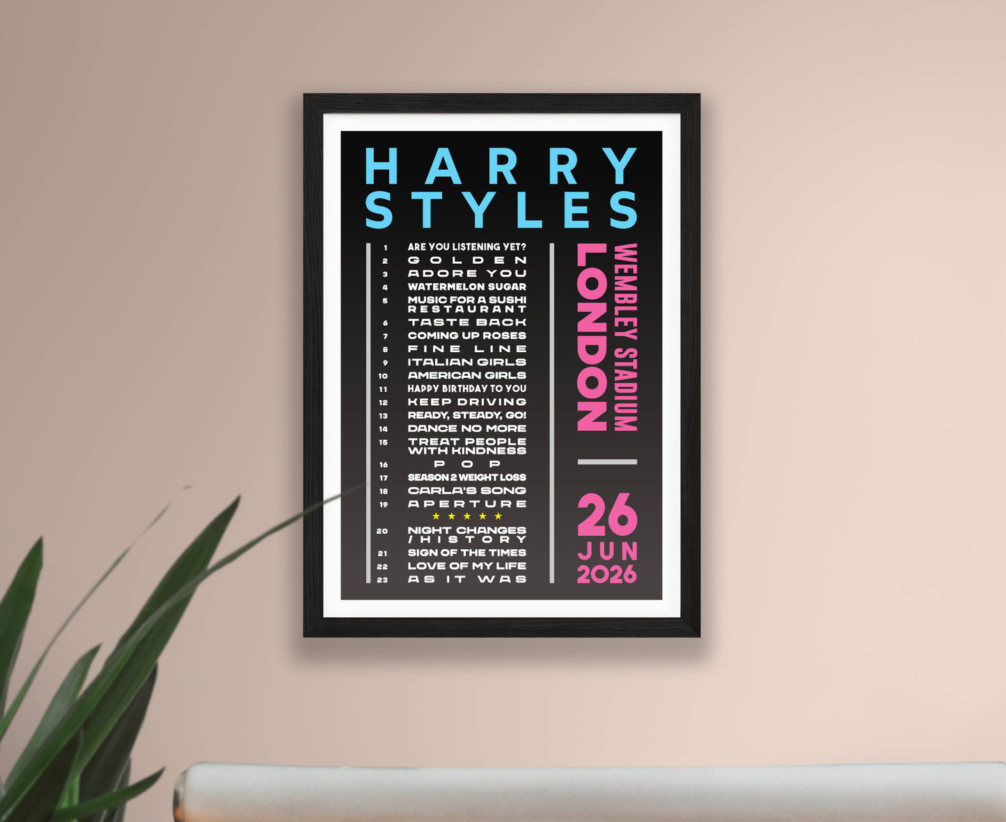 Harry Styles 2026 Wembley Setlist Poster