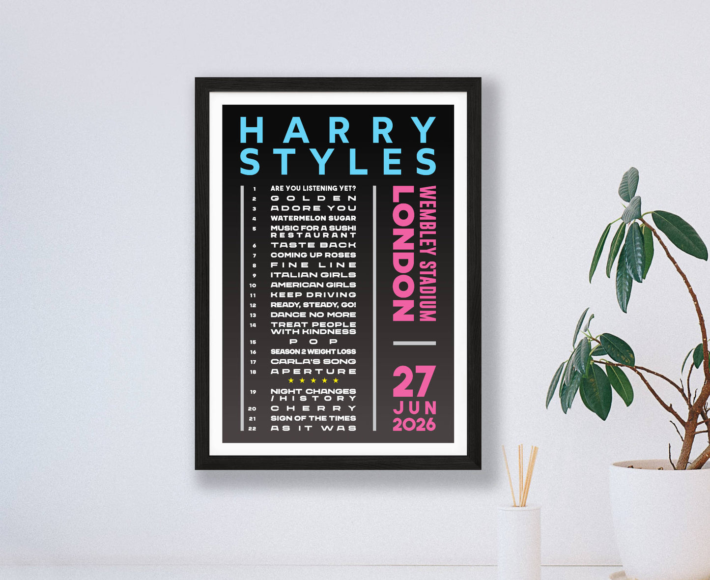 Harry Styles 2026 Wembley Setlist Poster