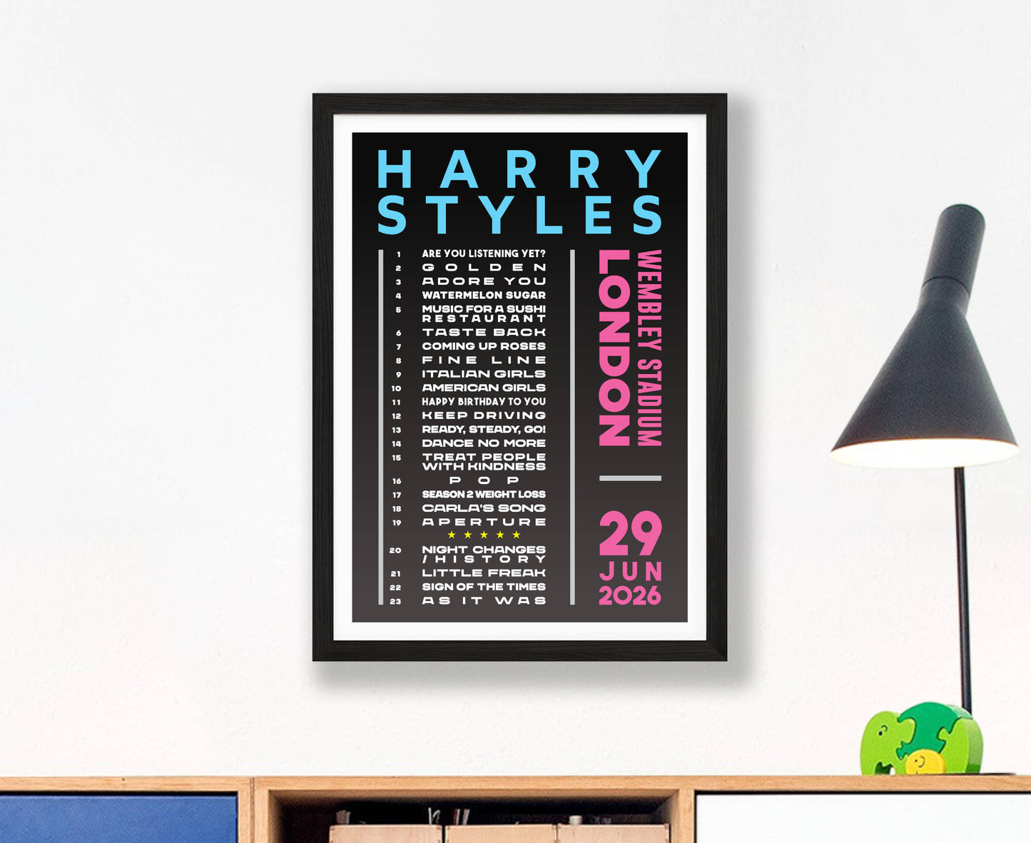 Harry Styles 2026 Wembley Setlist Poster