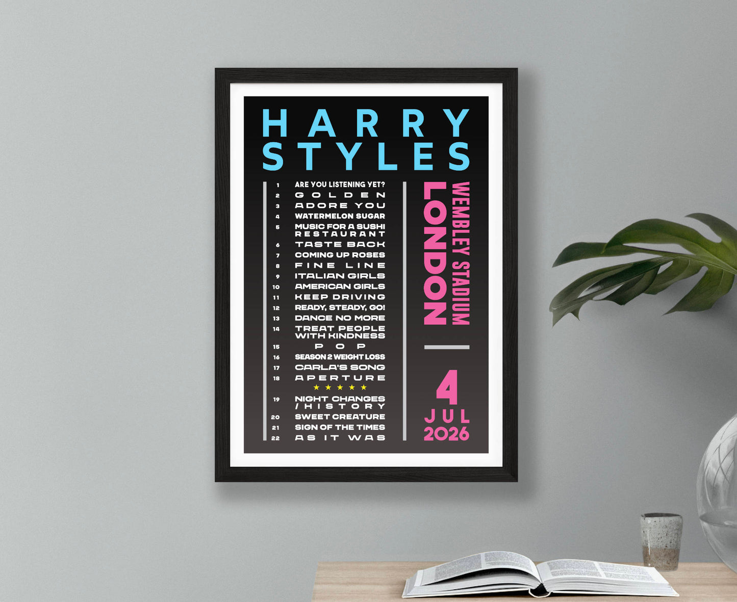 Harry Styles 2026 Wembley Setlist Poster