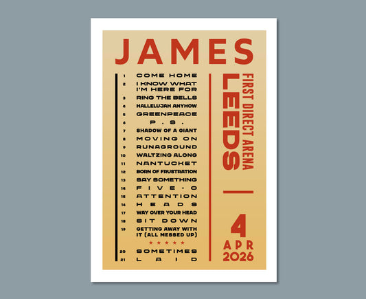 James Band 2026 Tour Setlist Poster Design