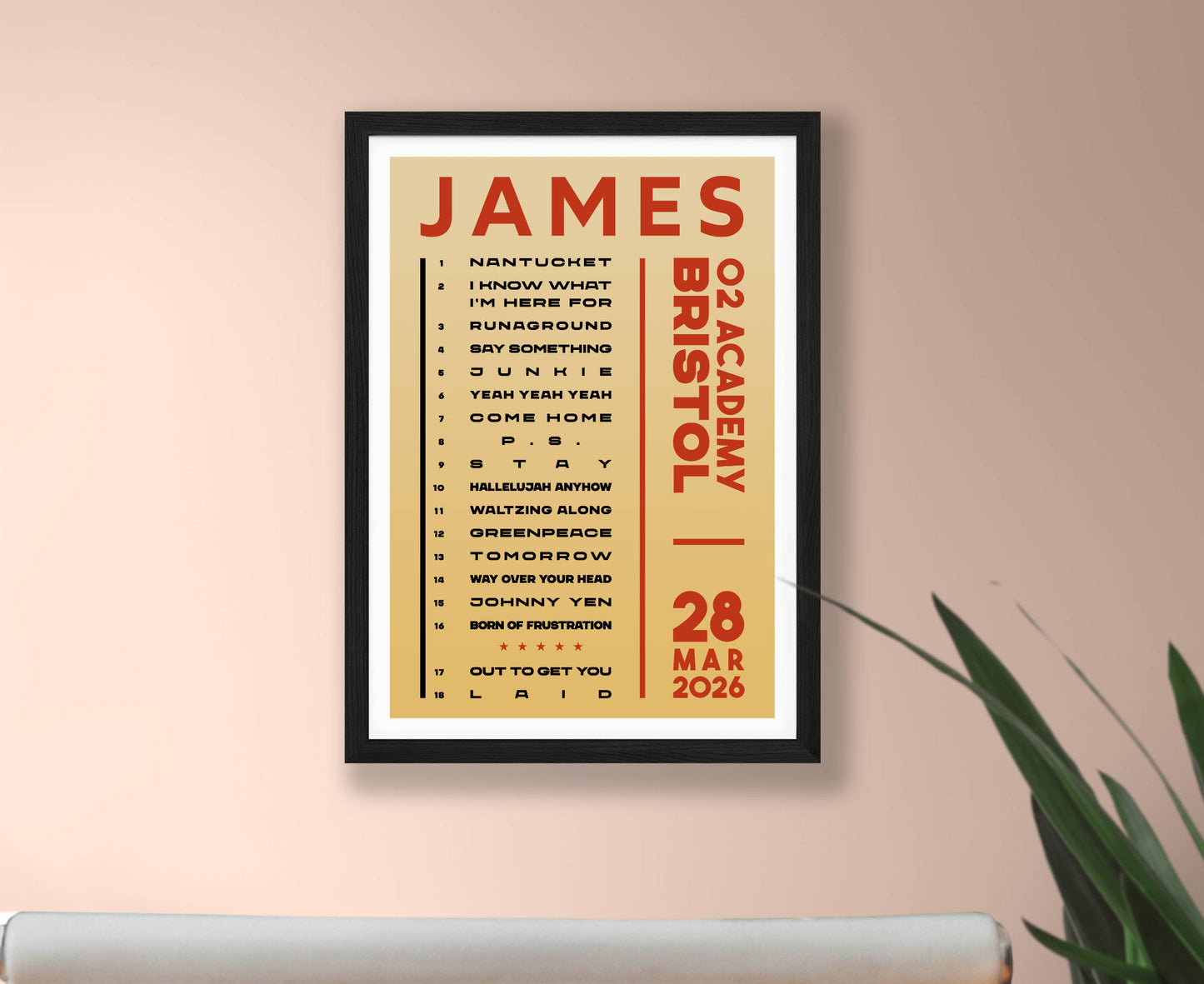 James 2026 Tour Setlist Poster