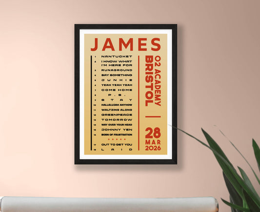 James 2026 Tour Setlist Poster
