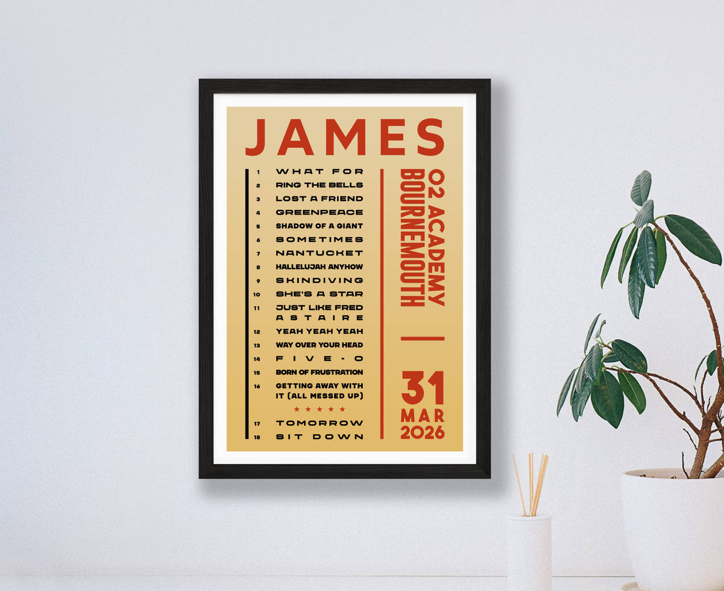 James 2026 Tour Setlist Poster