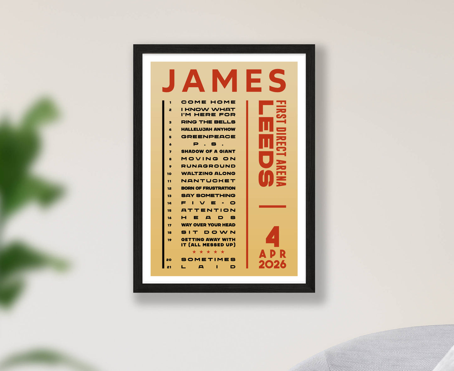 James 2026 Tour Setlist Poster