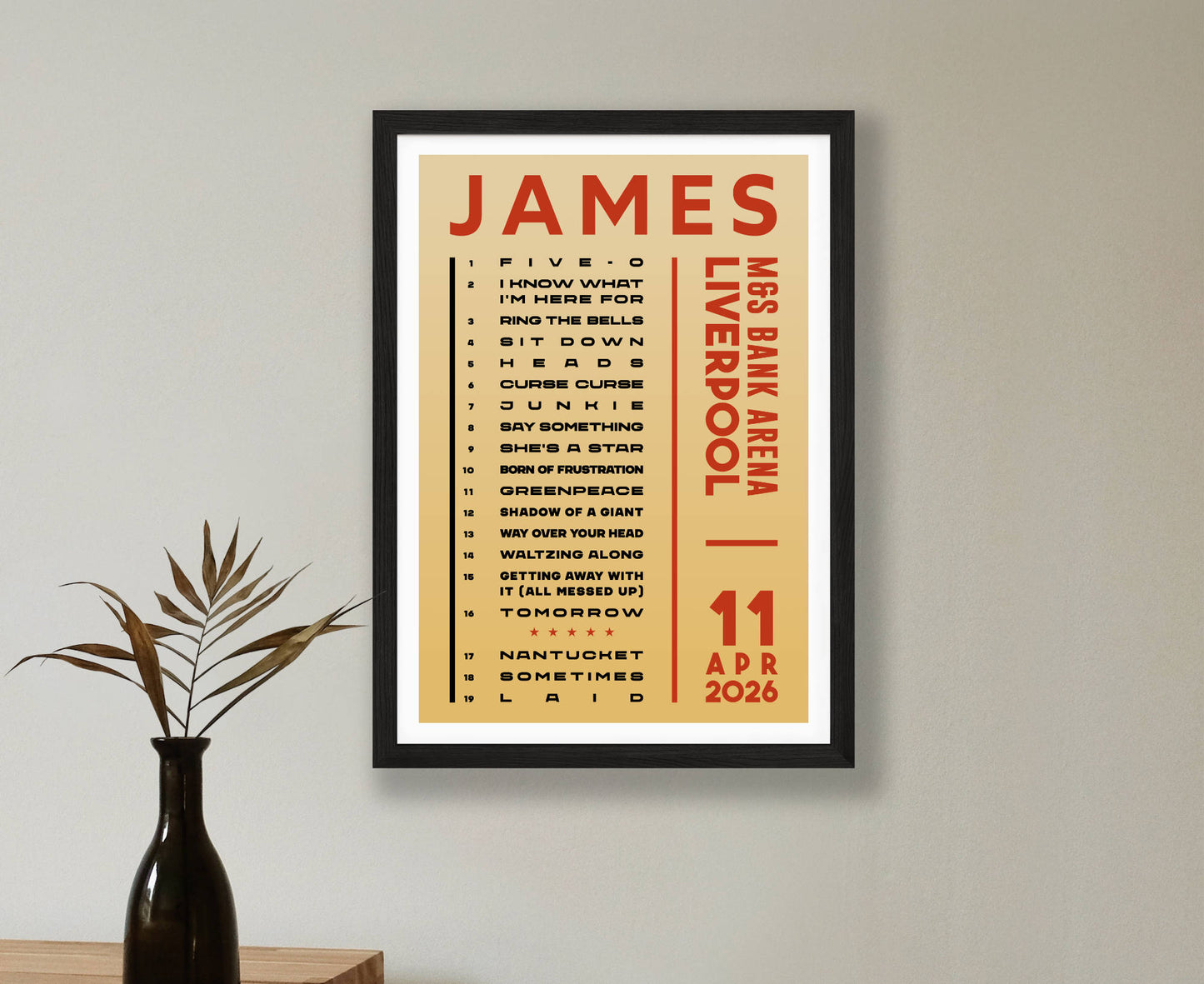 James 2026 Tour Setlist Poster