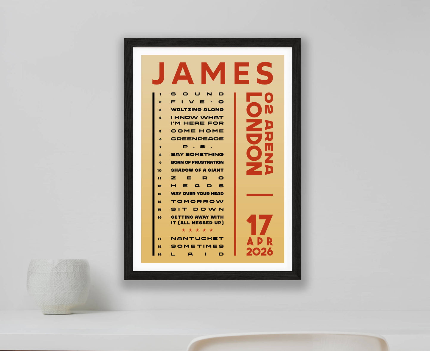 James 2026 Tour Setlist Poster