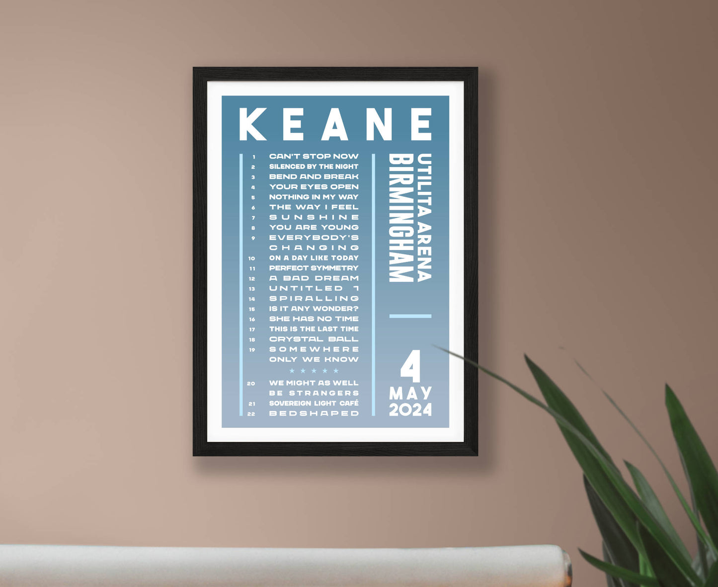 Keane 2024 Tour Setlist Poster