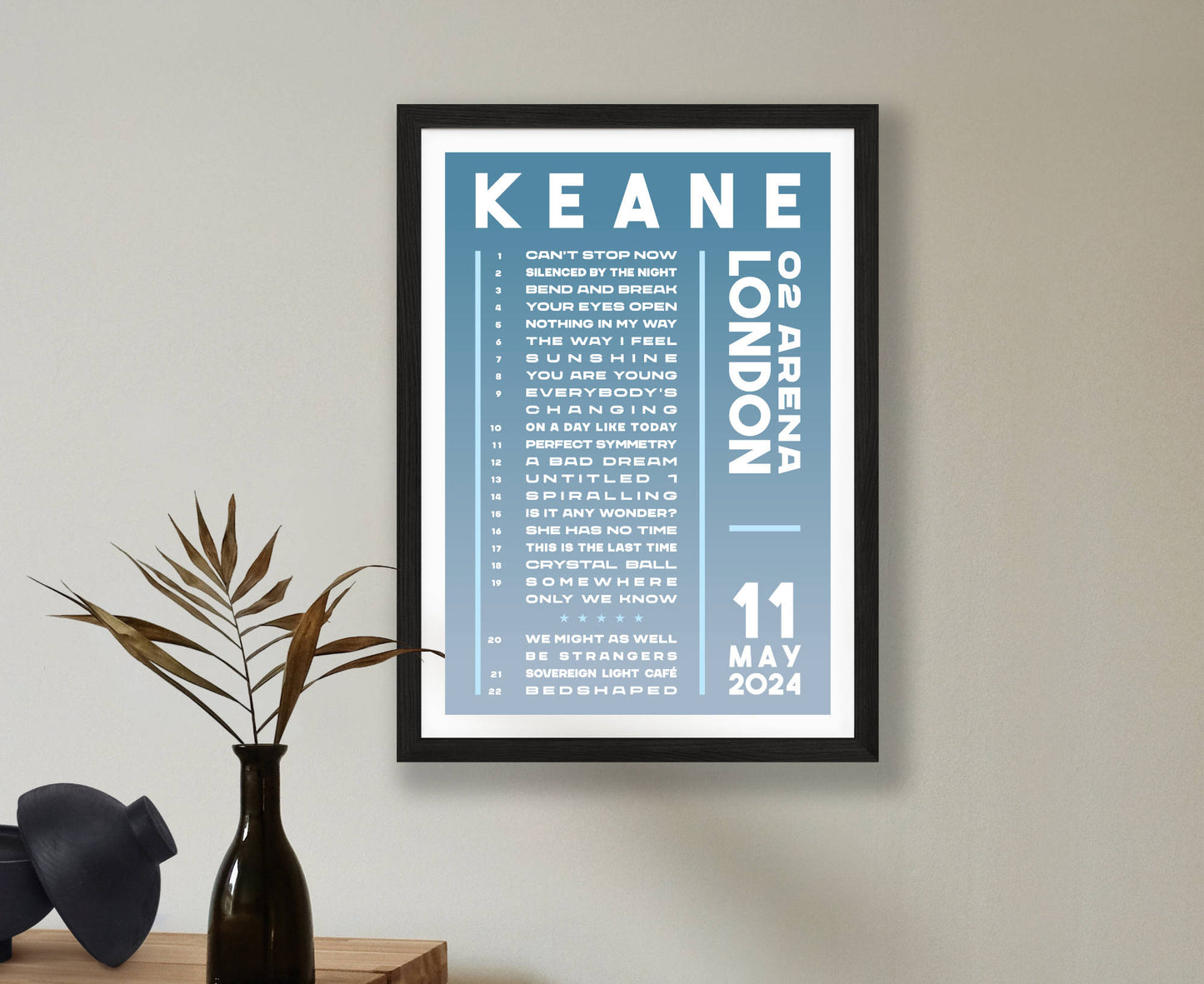 Keane 2024 Tour Setlist Poster