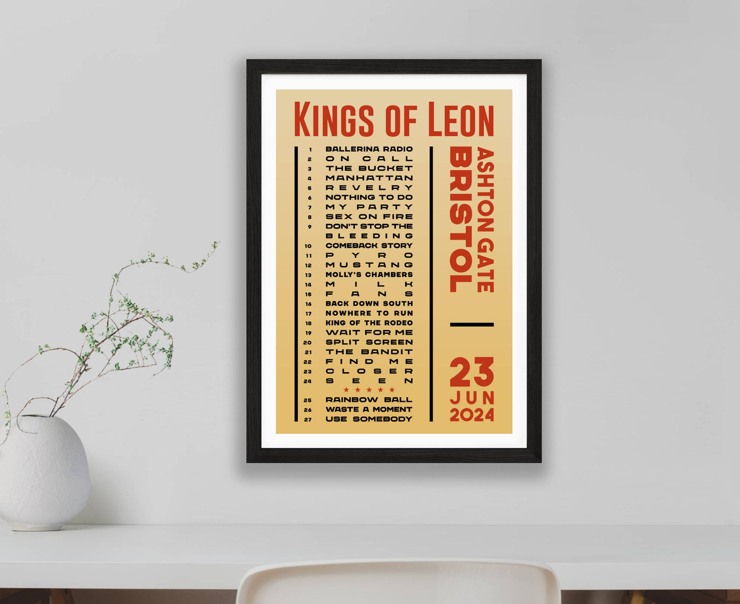 Kings of Leon 2024 Tour Setlist Poster