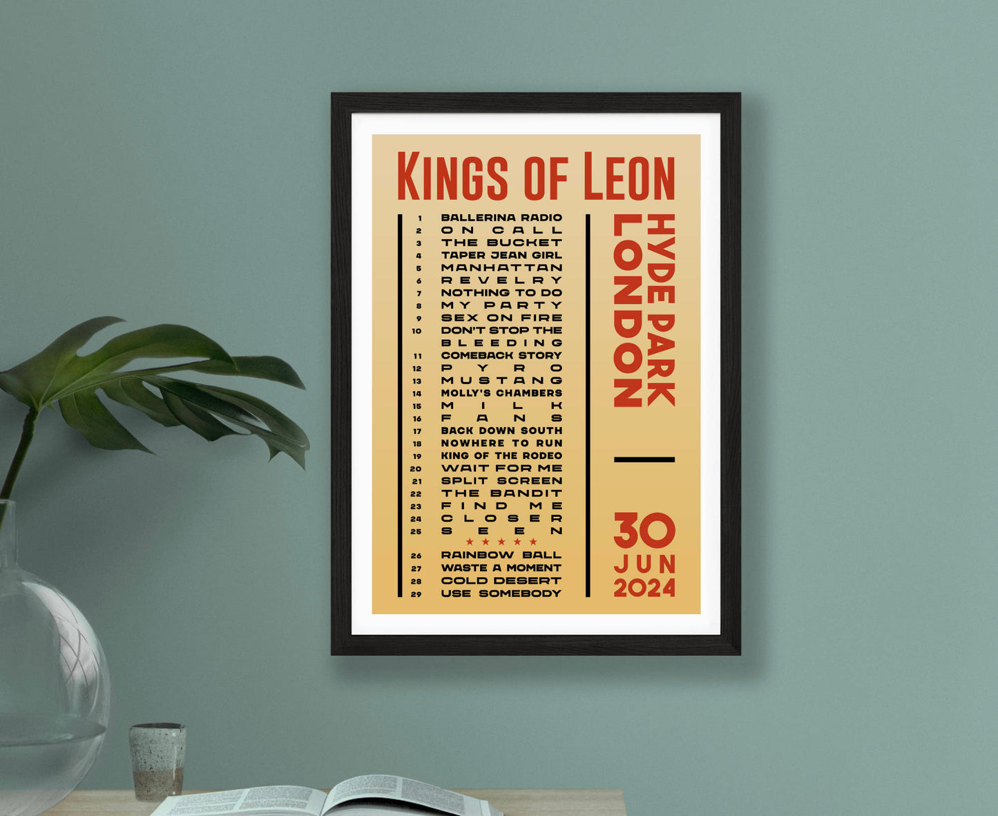 Kings of Leon 2024 Tour Setlist Poster