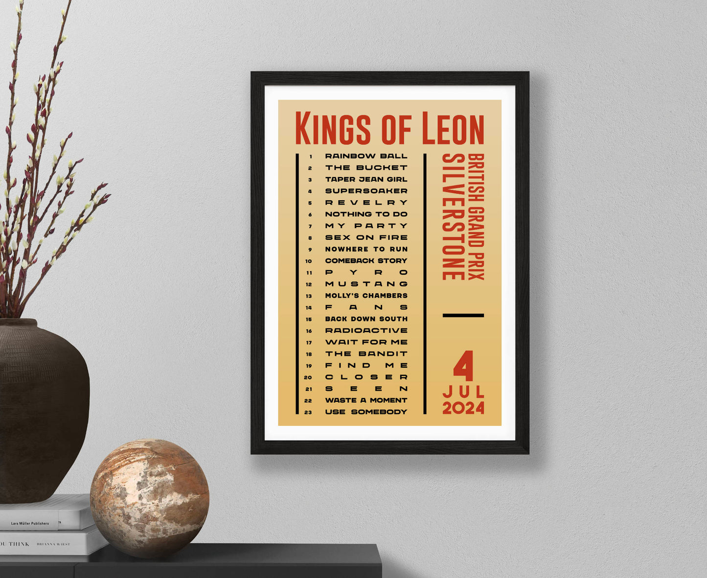 Kings of Leon 2024 Tour Setlist Poster