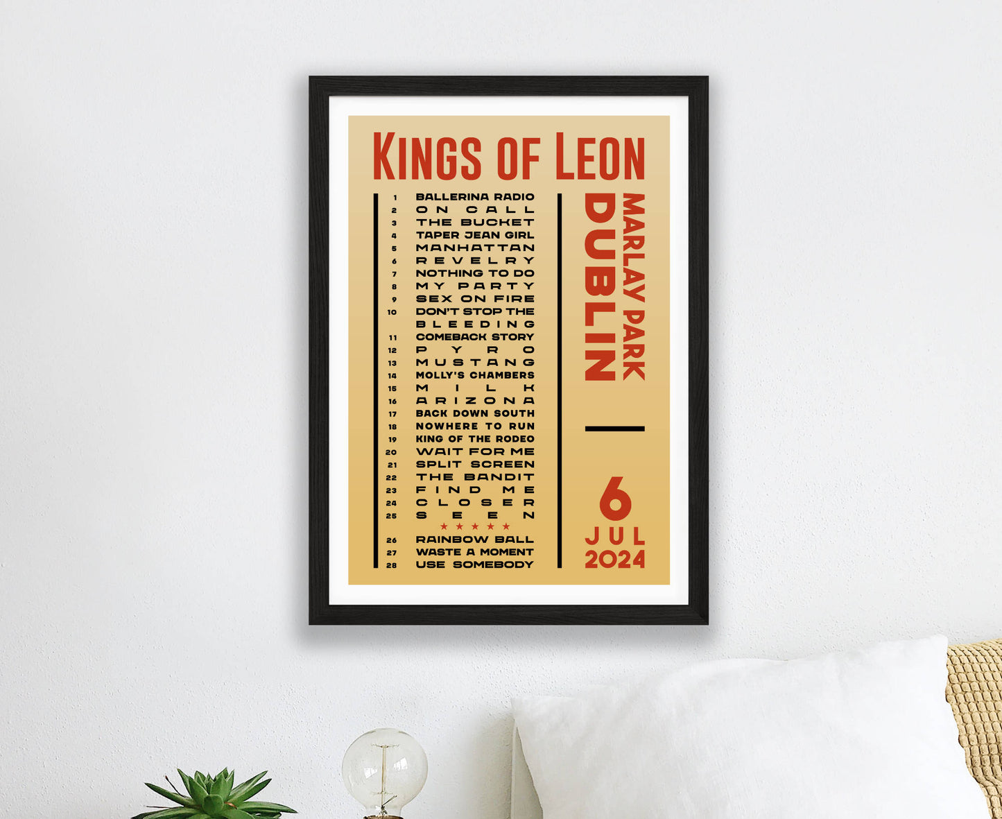 Kings of Leon 2024 Tour Setlist Poster