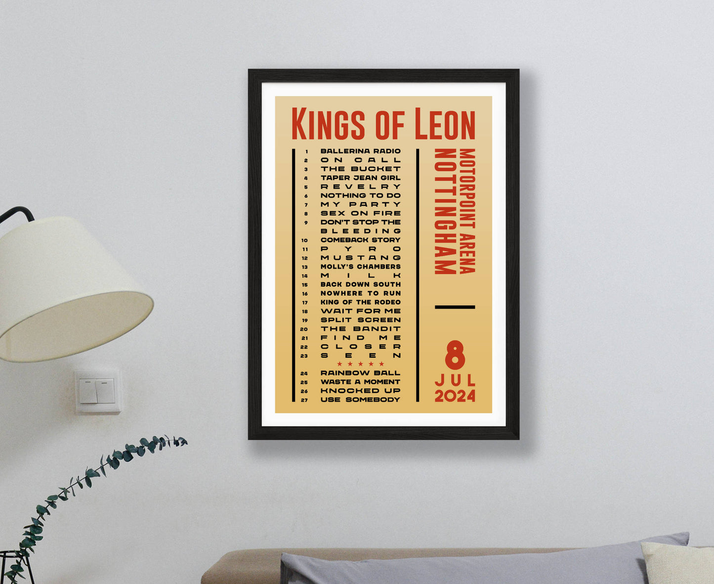 Kings of Leon 2024 Tour Setlist Poster