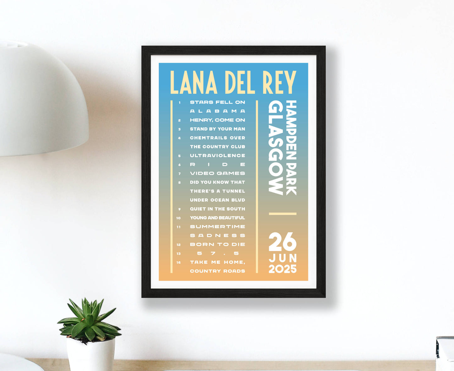 Lana Del Rey 2025 Tour Setlist Poster
