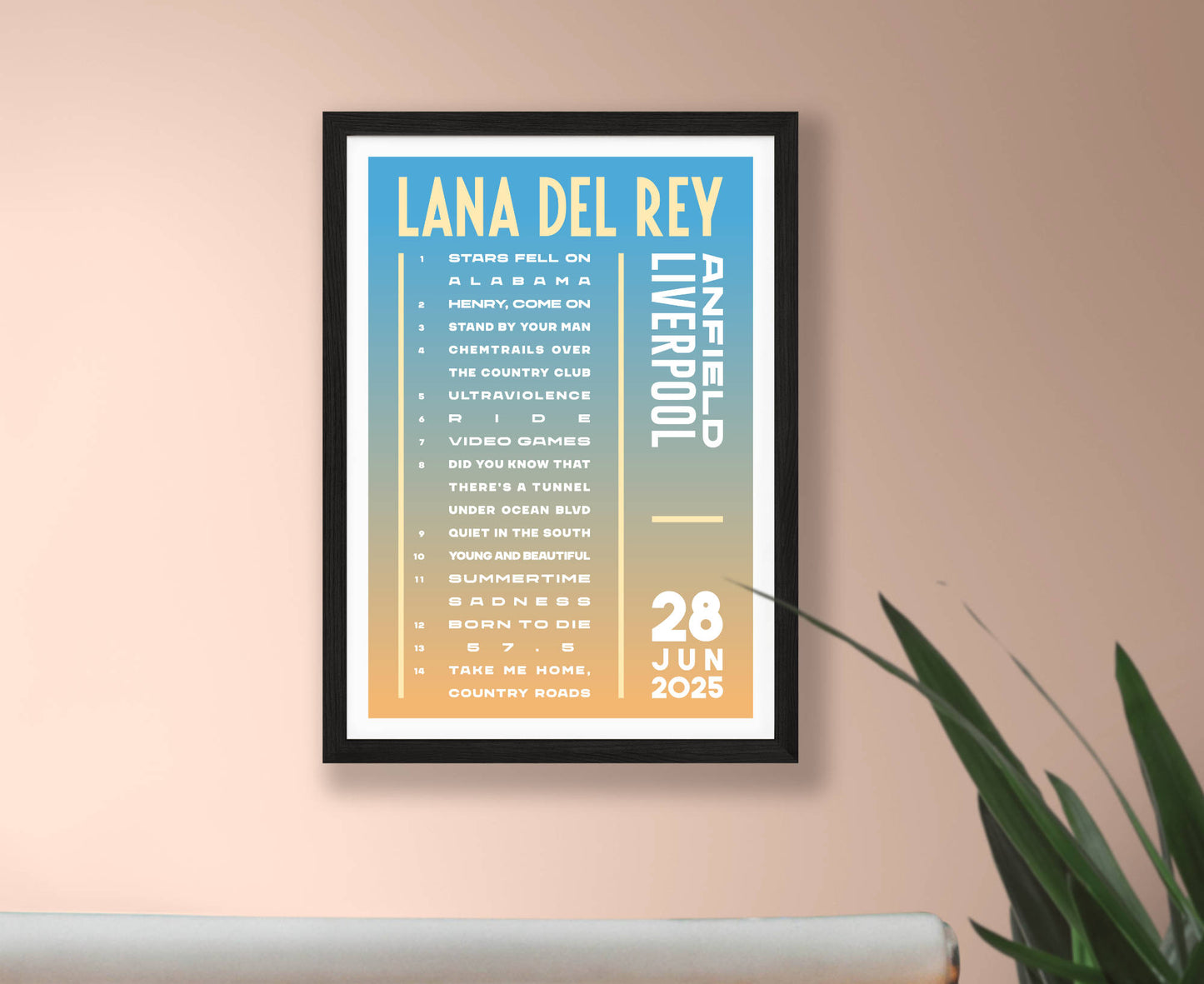 Lana Del Rey 2025 Tour Setlist Poster