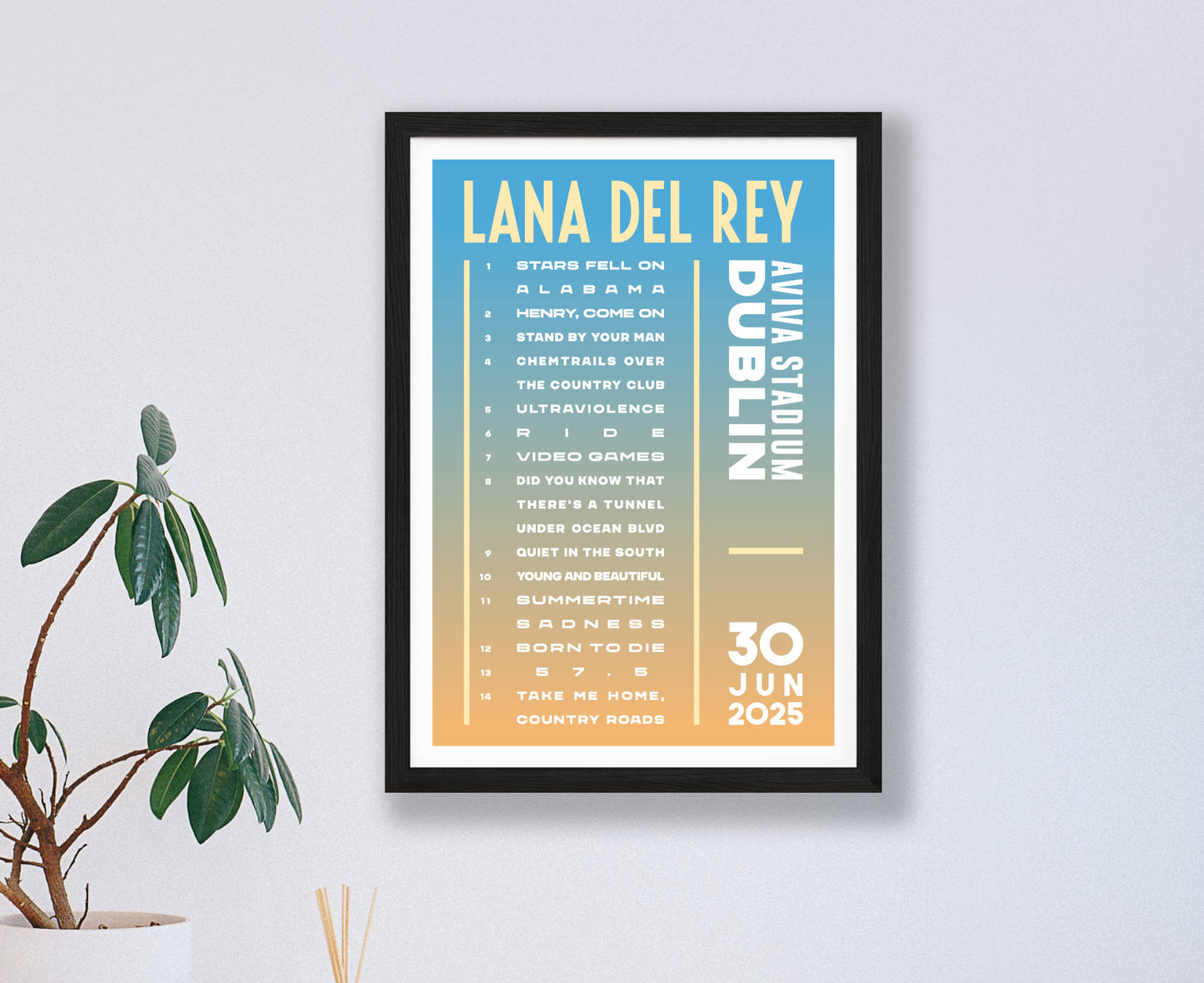 Lana Del Rey 2025 Tour Setlist Poster