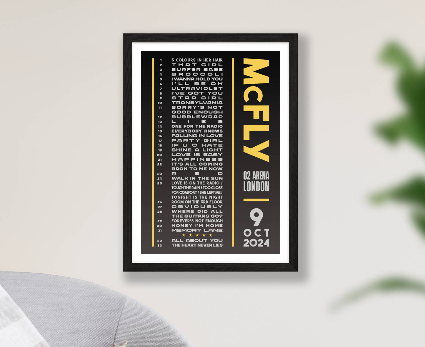 McFly 2024 Setlist Poster