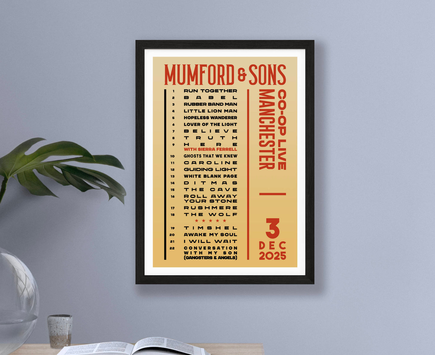 Mumford & Sons 2025 Tour Setlist Poster