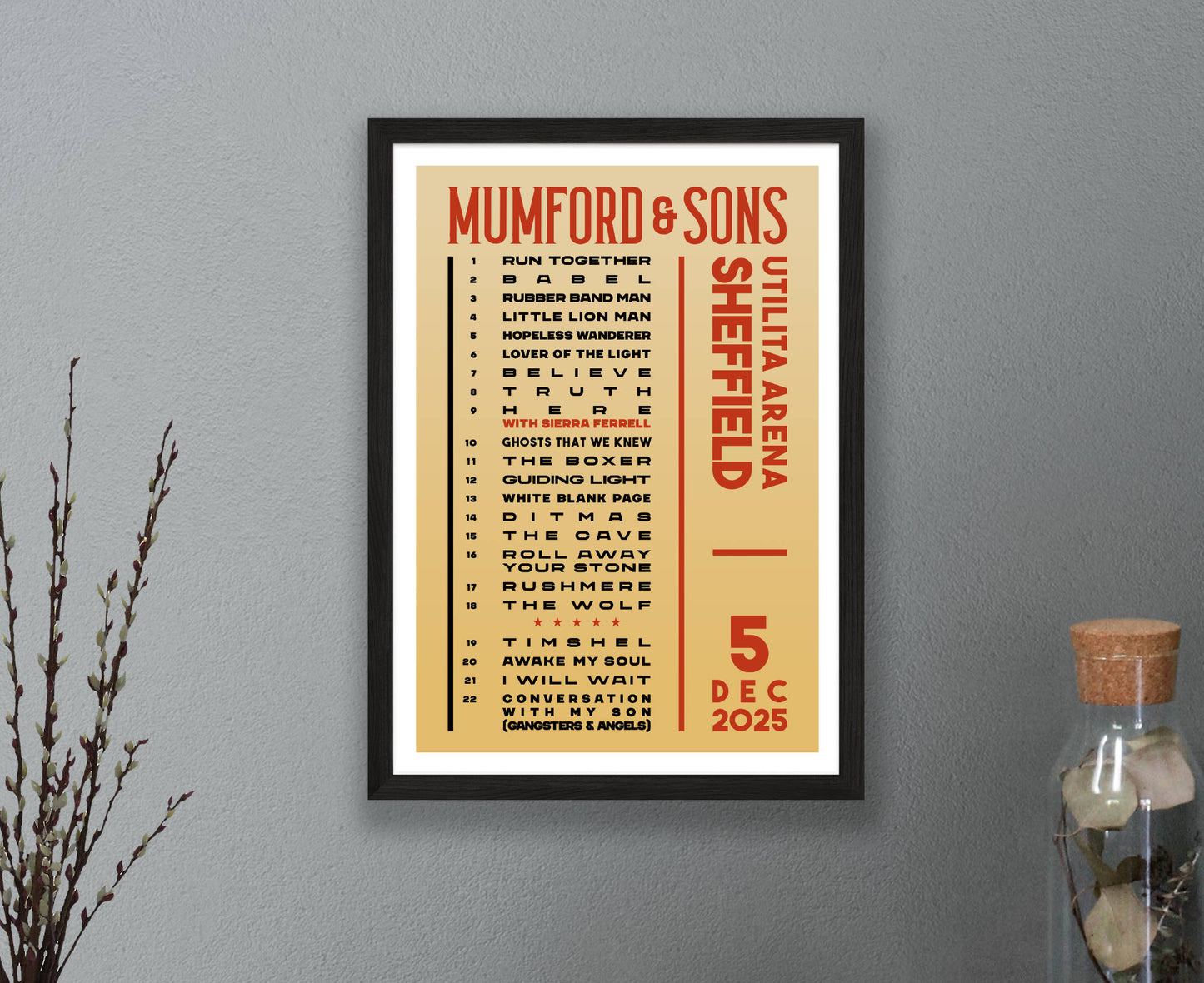 Mumford & Sons 2025 Tour Setlist Poster