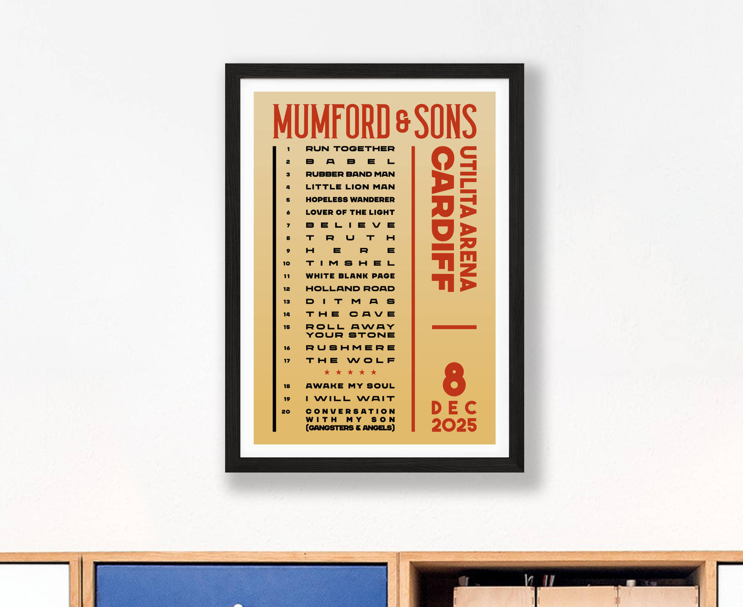 Mumford & Sons 2025 Tour Setlist Poster