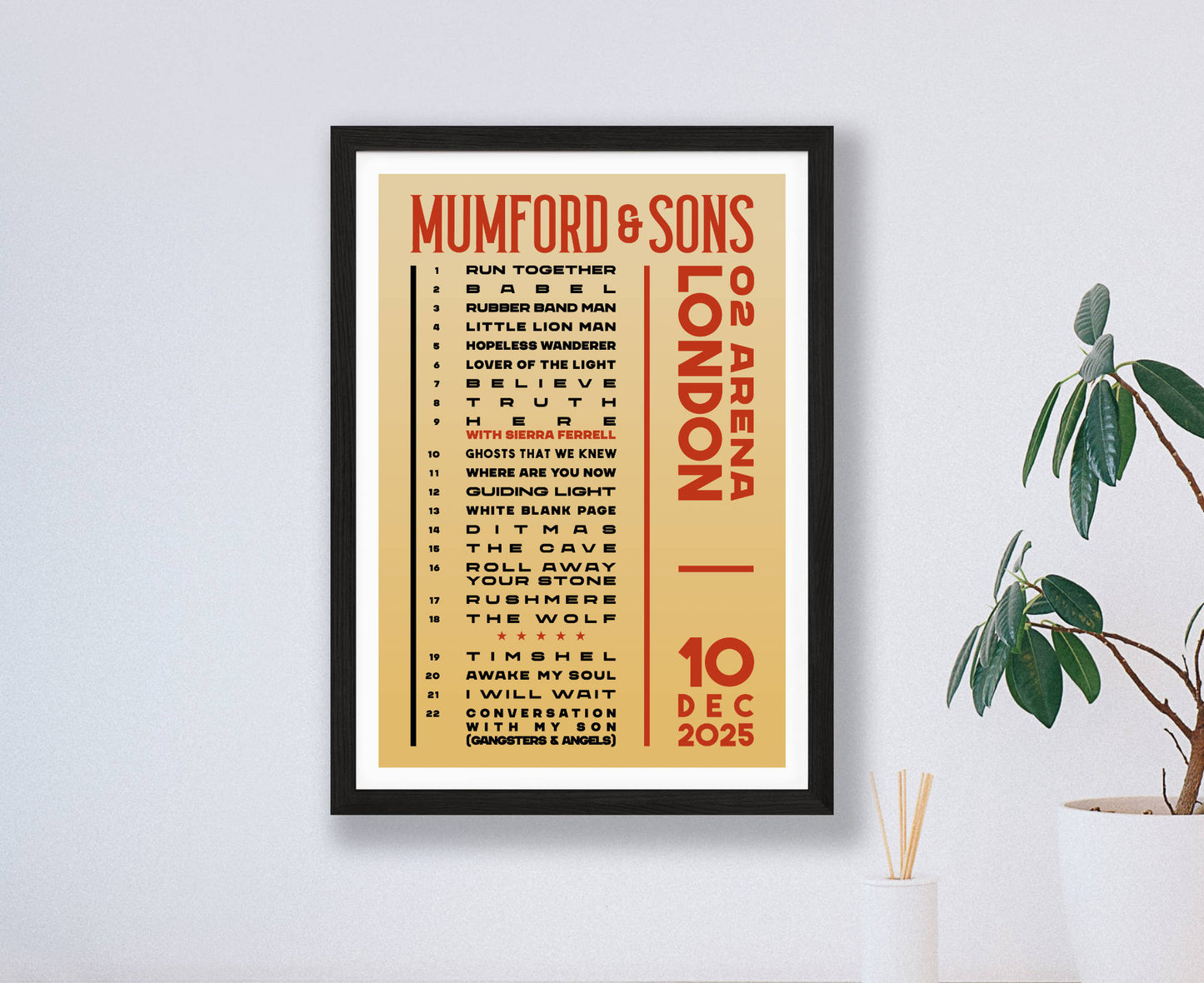 Mumford & Sons 2025 Tour Setlist Poster