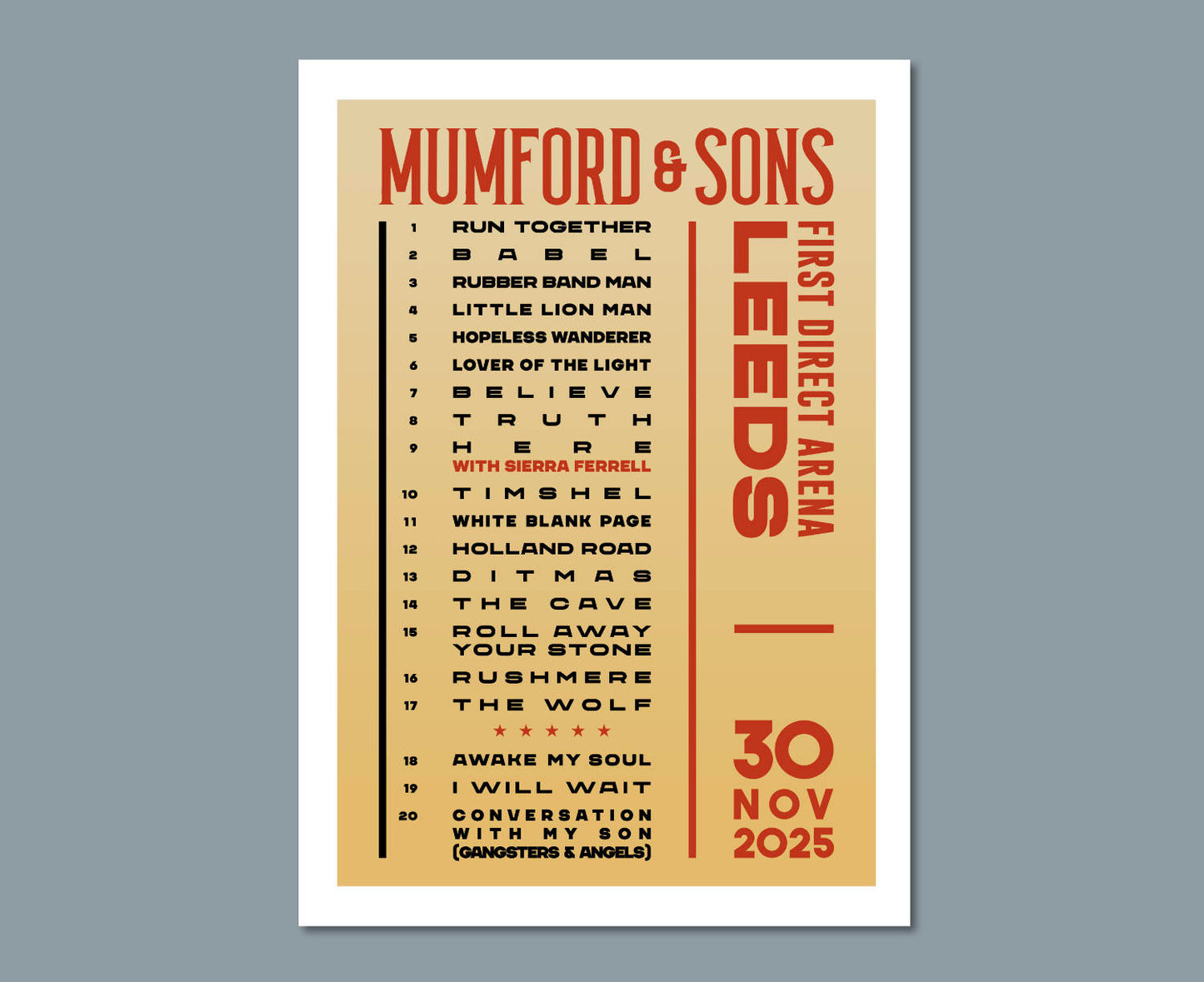 Mumford and Sons 2025 tour poster print