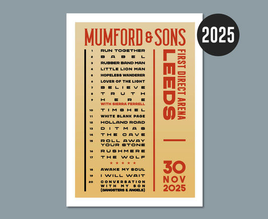 Mumford and Sons 2025 tour poster print