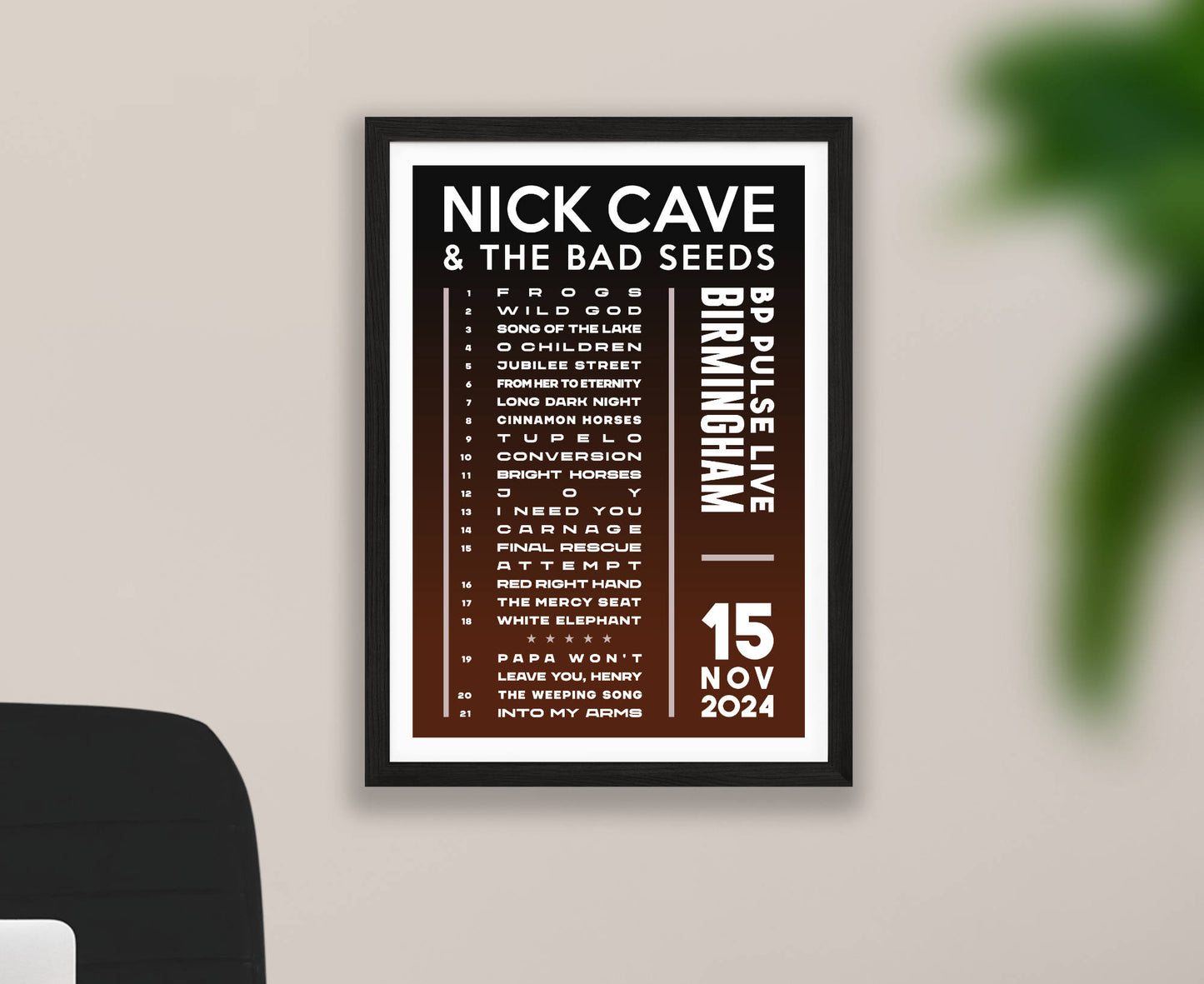 Nick Cave 2024 Tour Setlist Poster