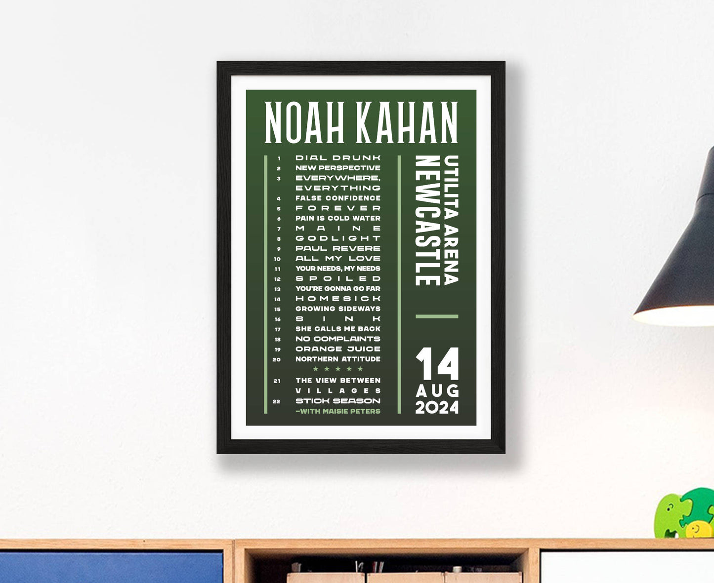 Noah Kahan 2024 Tour Setlist Poster