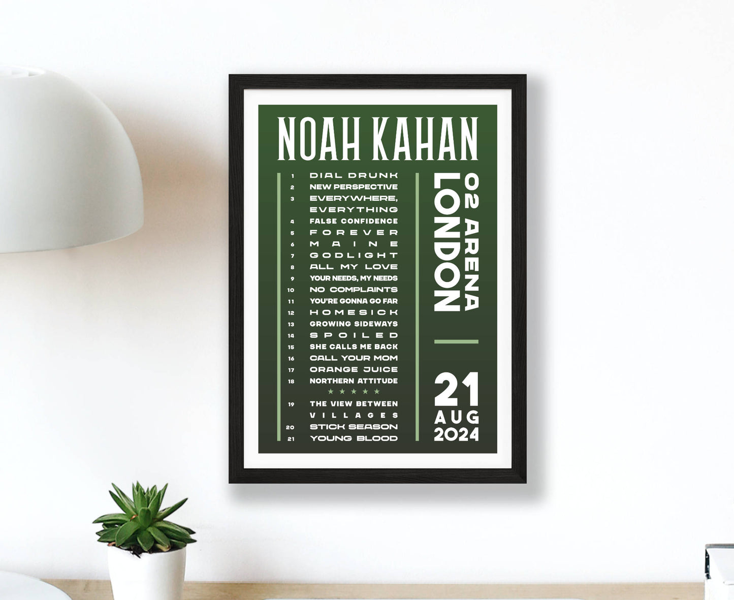 Noah Kahan 2024 Tour Setlist Poster