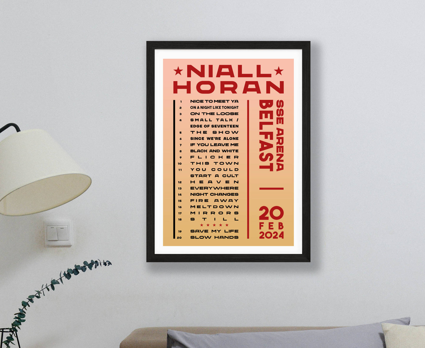 Niall Horan 2024 Tour Setlist Poster