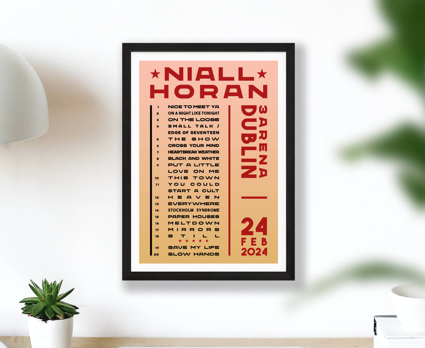 Niall Horan 2024 Tour Setlist Poster