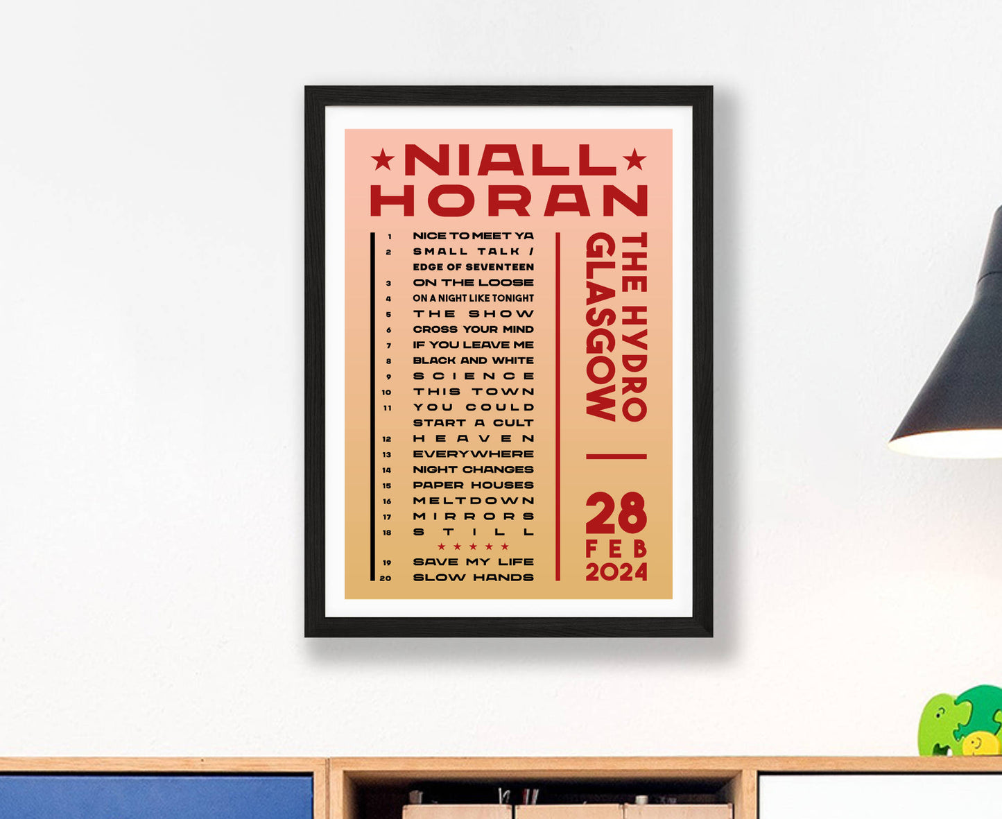 Niall Horan 2024 Tour Setlist Poster