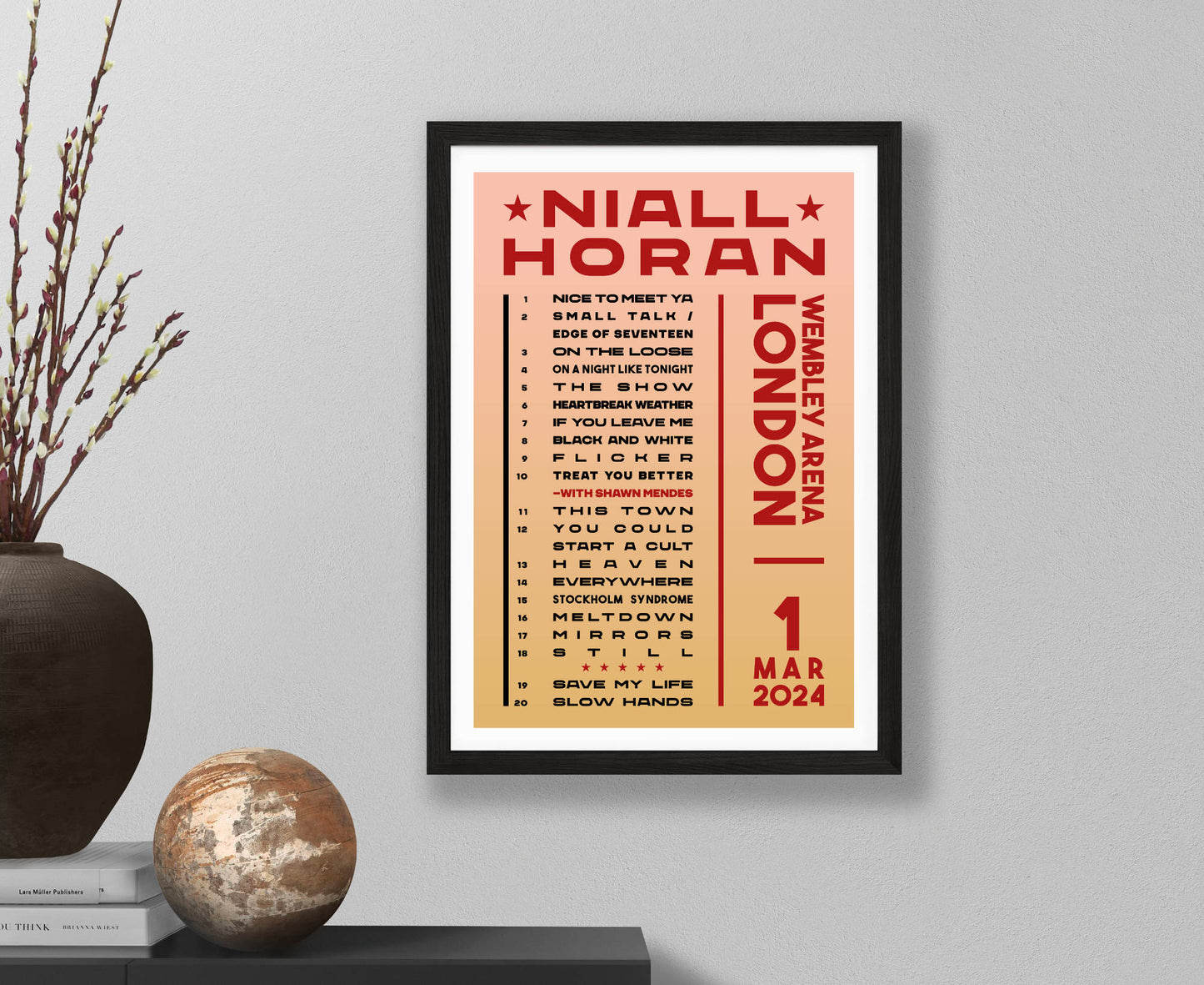 Niall Horan 2024 Tour Setlist Poster