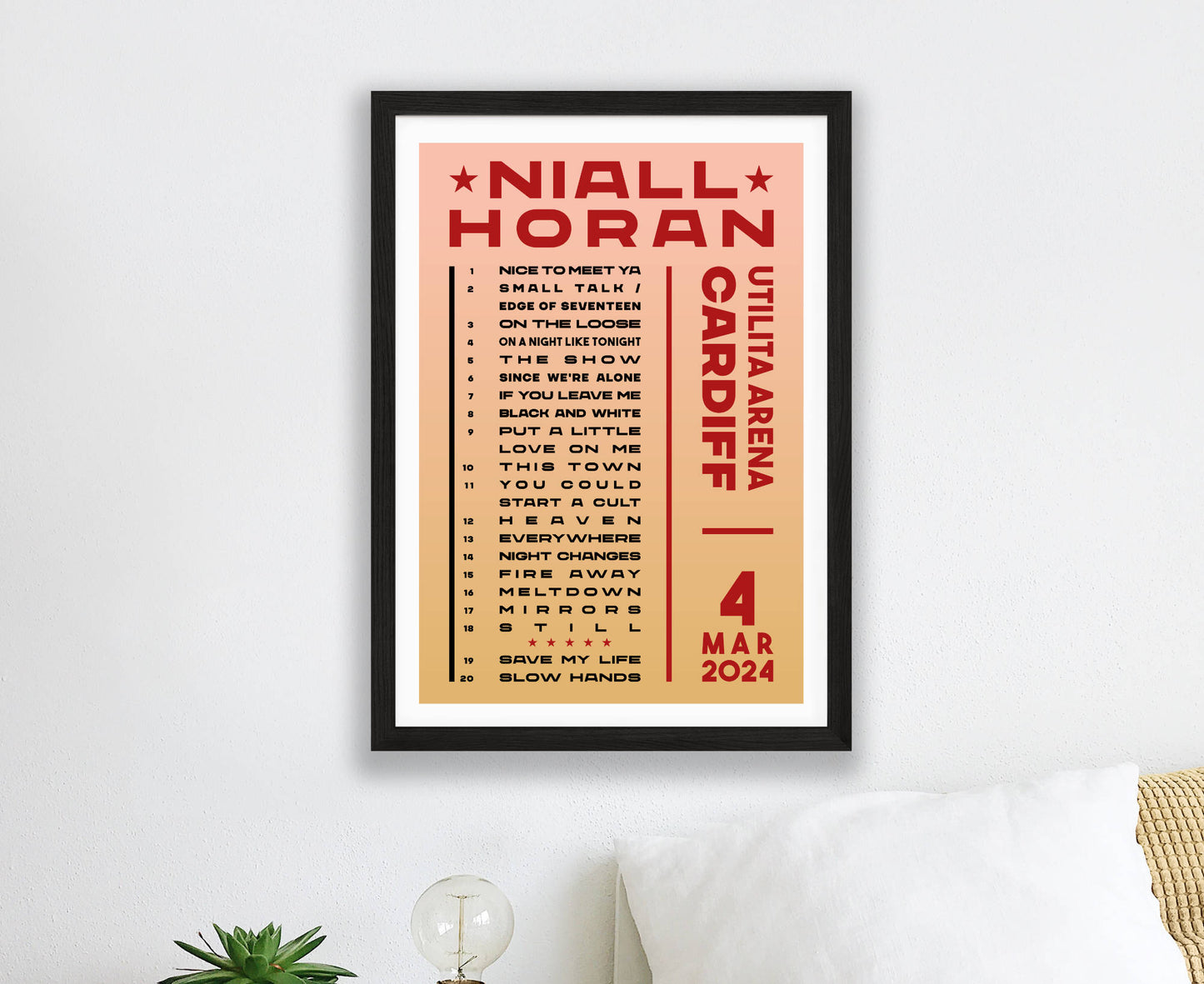 Niall Horan 2024 Tour Setlist Poster