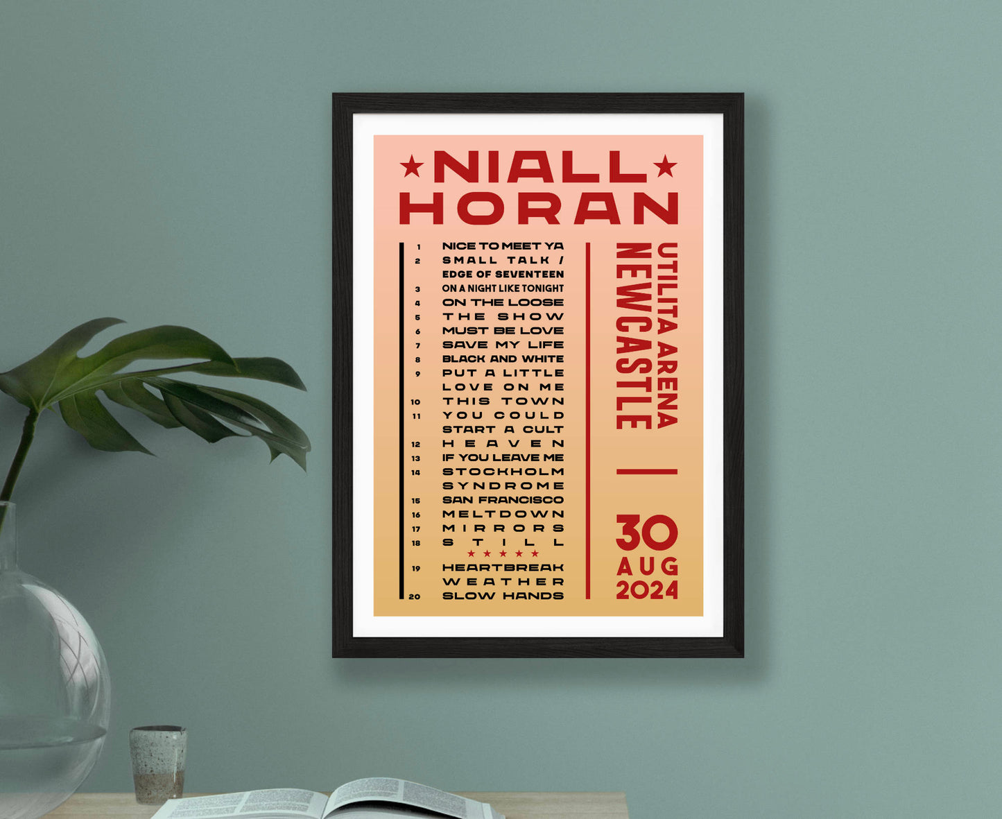 Niall Horan 2024 Tour Setlist Poster