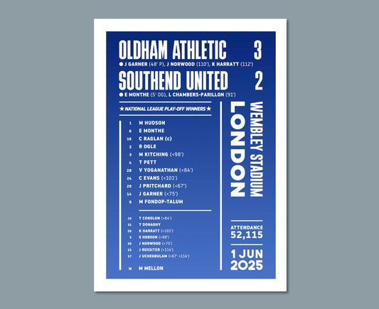 Oldham 2025 Play-off Final Lineup Poster Design