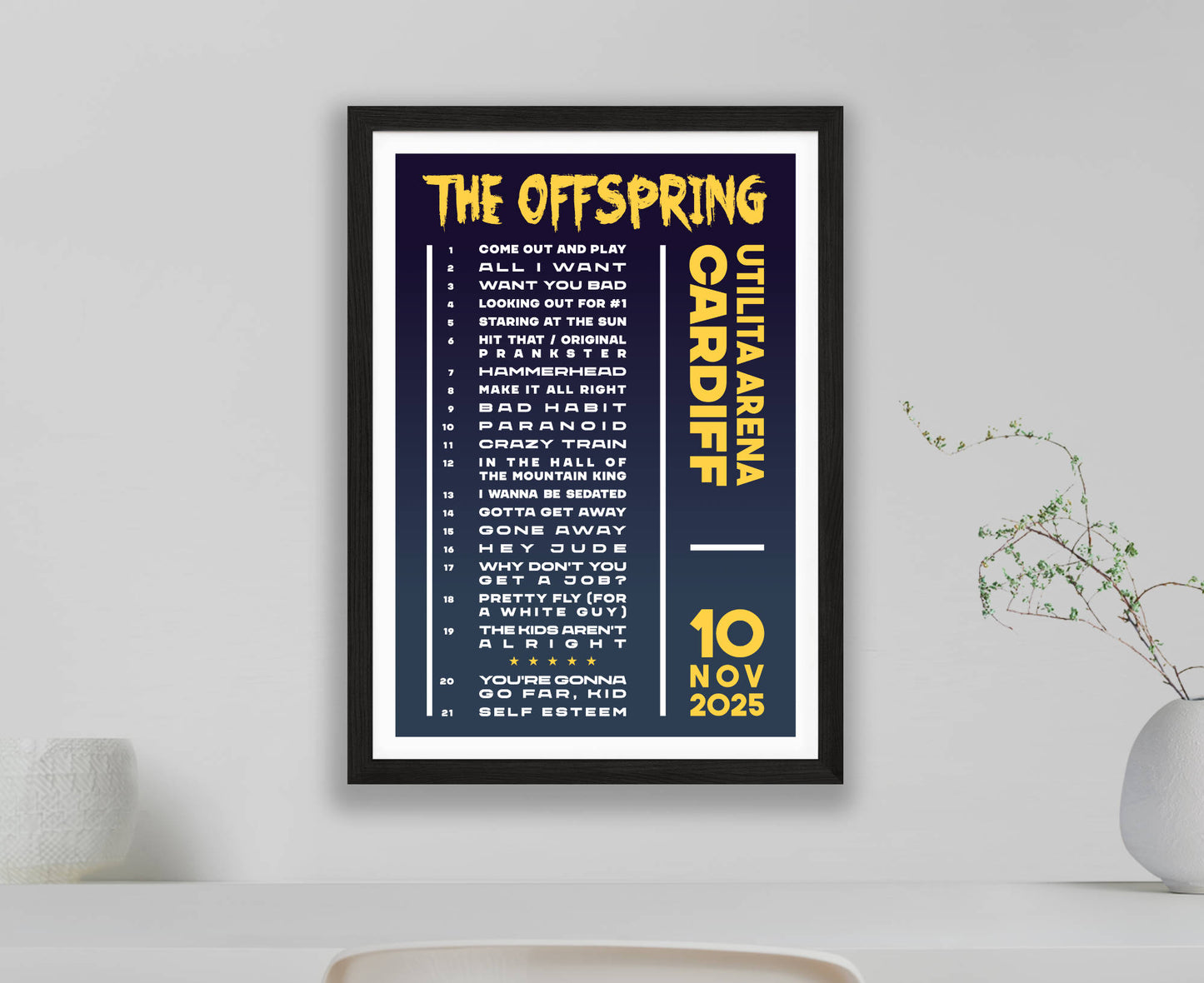 The Offspring 2025 Tour Setlist Poster