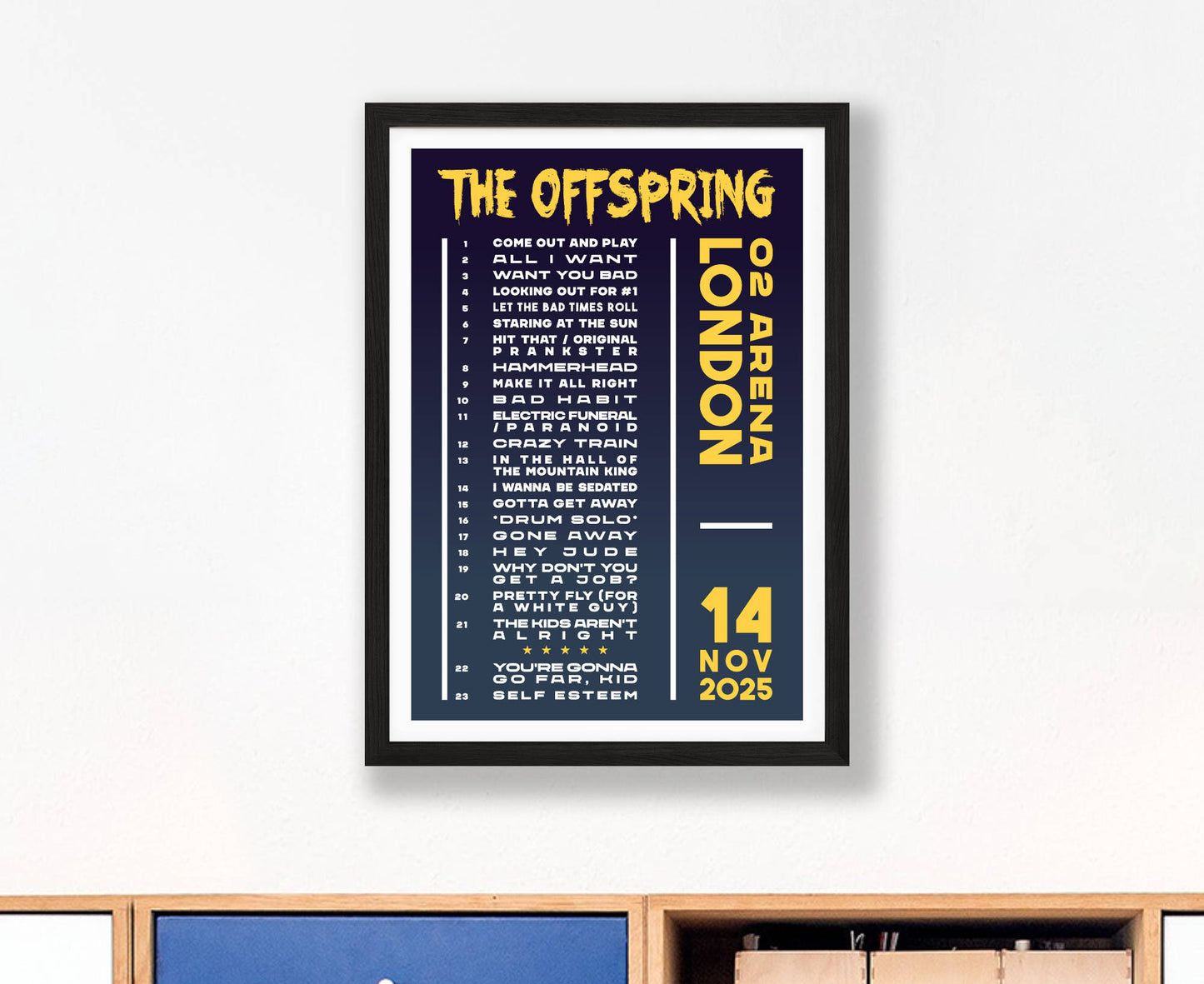 The Offspring 2025 Tour Setlist Poster