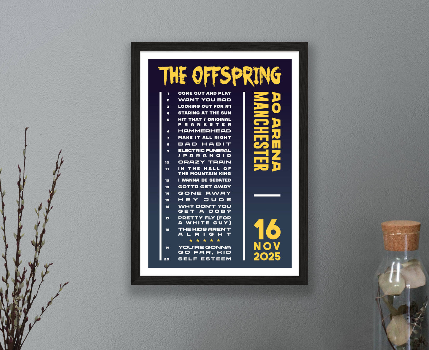The Offspring 2025 Tour Setlist Poster